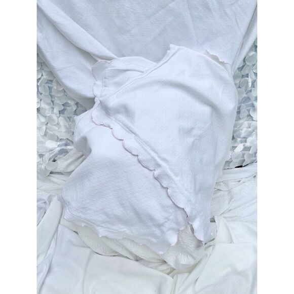 100% Cotton FULL XL White MATELASSE 3 Pc Bed Cover Pink Embroidery Scalloped - Picture 7 of 13